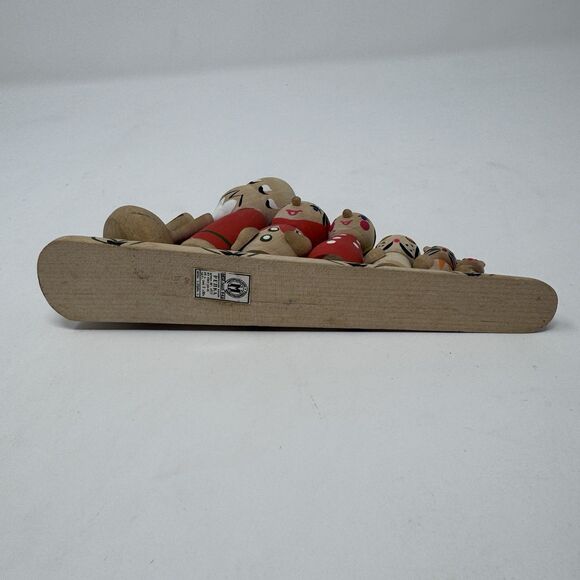 Vintage Russian Christmas Penka Wooden Figurines on Sled Hand Painted 1988 - Picture 5 of 6